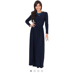 Navy Empire Waist Evening Dress